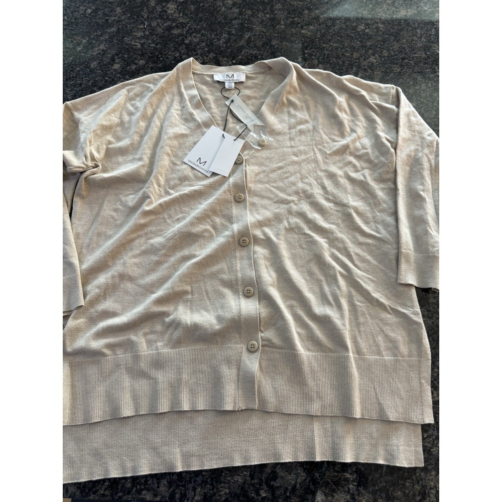 Magaschoni Cardigan Sweater Beige Size S. NWT